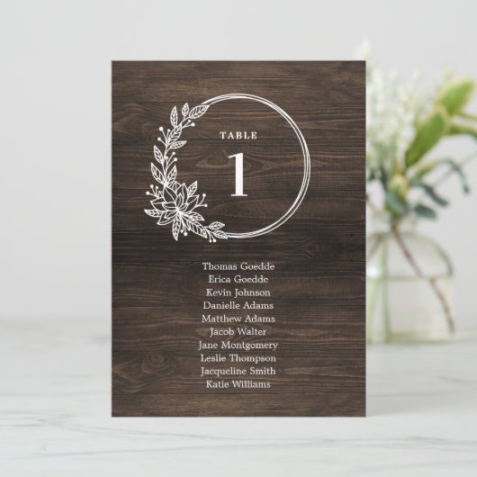 Rustieke Monogram Tafel Zitkaart Kaart (Staand voorkant)