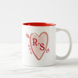 Rustieke Monogram Tweekleurige Koffiemok