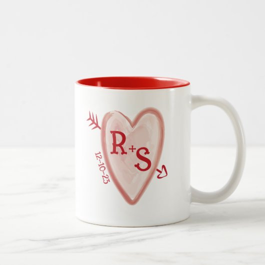 Rustieke Monogram Tweekleurige Koffiemok (Rechts)