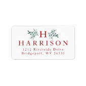 Rustieke monogram vakantie retouradres sticker (Voorkant)