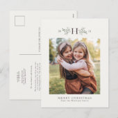 Rustieke monogram vakantiefoto kerstkaart feestdagenkaart (Voorkant / Achterkant)