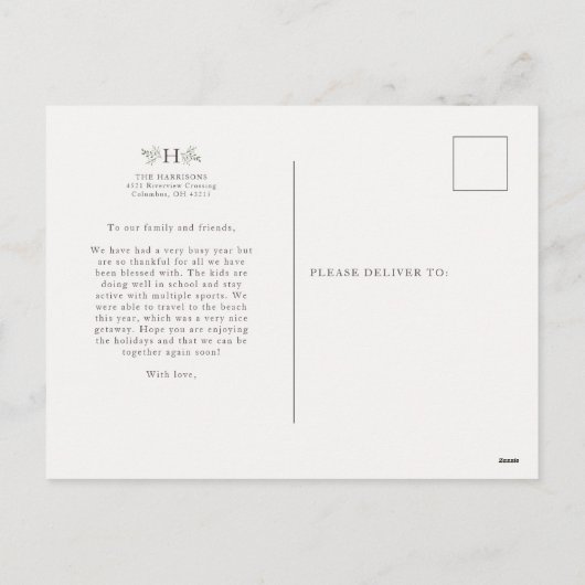 Rustieke monogram vakantiefoto kerstkaart feestdagenkaart (Achterkant)