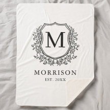 Rustieke Monogram Zwart Wit Wapen Nieuwgetrouwd Hu