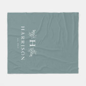 Rustieke monogramm dekens teal pasgetrouwd (Voorkant (Horizontaal))