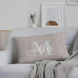 Rustieke Monogrammed familienaam Lumbar kussen