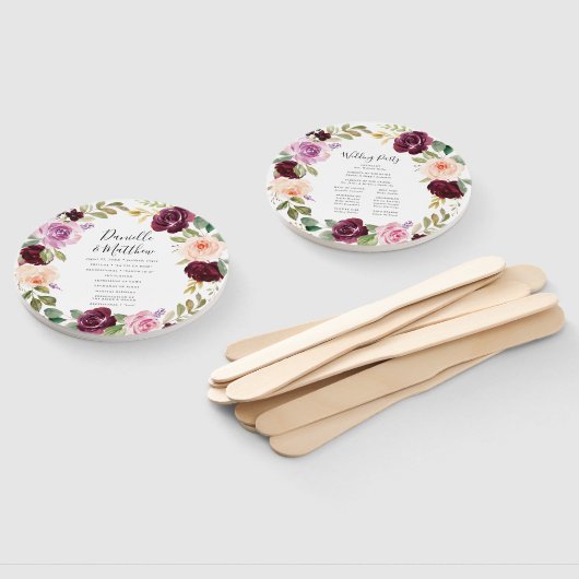 Rustieke Moody Floral | Gepersonaliseerd trouwprog Handwaaier (Niet-gemonteerd)