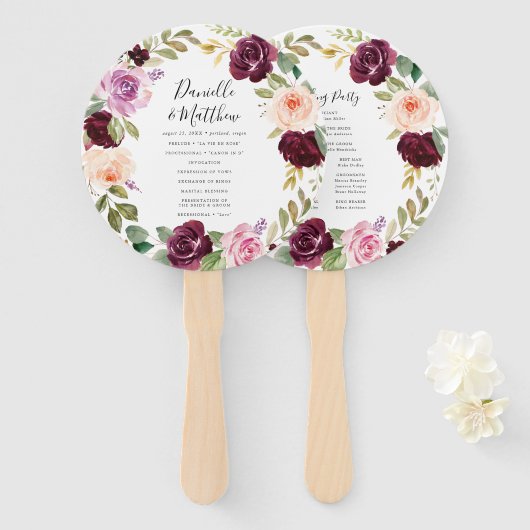 Rustieke Moody Floral | Gepersonaliseerd trouwprog Handwaaier (Voorkant en achterkant)