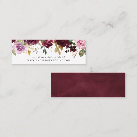 Rustieke Moody Floral | Trouwwebsite RSVP-kaarten Mini Visitekaartje (Voorkant / Achterkant)