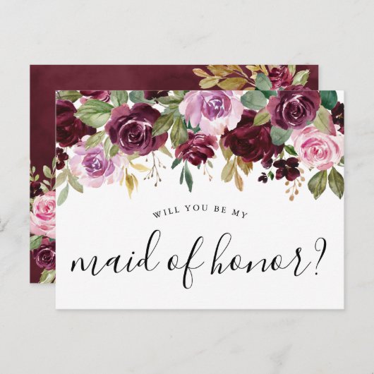 Rustieke Moody Floral wordt je mijn bruidsmeisje Briefkaart (Voorkant / Achterkant)