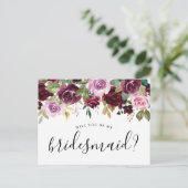 Rustieke Moody Floral wordt je mijn bruidsmeisje K Briefkaart (Staand voorkant)