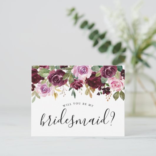 Rustieke Moody Floral wordt je mijn bruidsmeisje K Briefkaart (Staand voorkant)