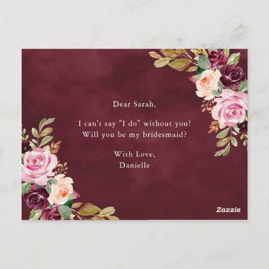 Rustieke Moody Floral wordt je mijn bruidsmeisje K Briefkaart (Achterkant)