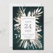 Rustieke Moody Green Botanicals Save the Date Kaart (Voorkant)