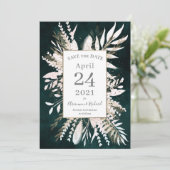 Rustieke Moody Green Botanicals Save the Date Kaart (Staand voorkant)