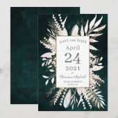 Rustieke Moody Green Botanicals Save the Date Kaart (Voorkant / Achterkant)