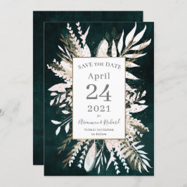 Rustieke Moody Green Botanicals Save the Date Kaart