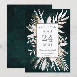 Rustieke Moody Green Botanicals Save the Date Kaart