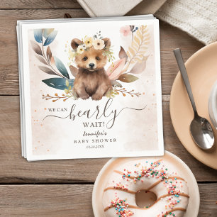 Rustieke Mooie Beer Geslacht Neutrale Baby Shower Servet