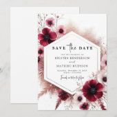Rustieke mooie Bourgondische bruiloft Save The Date (Voorkant / Achterkant)