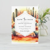 Rustieke mooie Cactus bruiloft Save The Date (Staand voorkant)