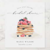 Rustieke Mooie Fruitpannenkoek Watercolor Bruidsdo Wijn Etiket (Enkel label)