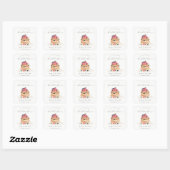 Rustieke Mooie Fruitpannenkoek Waterverf Bruilofts Vierkante Sticker (Vel)