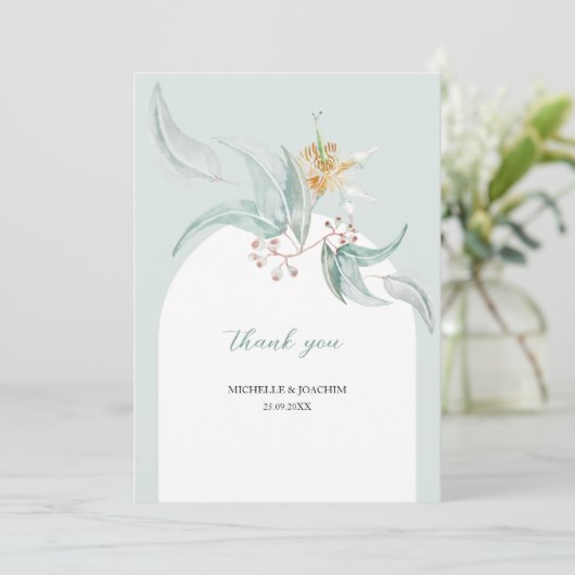 Rustieke mooie Mint Eucalyptus Waterverf Kunst Bedankkaart (Staand voorkant)