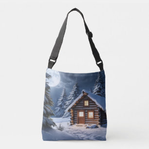 Rustieke Moonlight Gezellige Winter Cabin Crossbody Tas