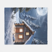 Rustieke Moonlight Gezellige Winter Cabin Fleece Deken (Voorkant (Horizontaal))