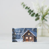 Rustieke Moonlight Gezellige Winter Cabin Visitekaartje (Staand voorkant)