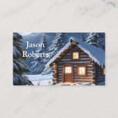 Rustieke Moonlight Gezellige Winter Cabin Visitekaartje (Voorkant)