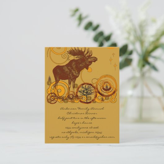 Rustieke  Moose Christmas Kaart (Staand voorkant)