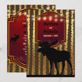 Rustieke Moose, Gouden Aspen Bomen en Lichten Brui Kaart