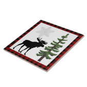 Rustieke Moose Pine Tree Rood geruite decoratief Tegeltje (Zijkant)