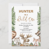 Rustieke Moose Woodland Wild Een 1e verjaardag Kaart (Voorkant)