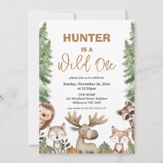 Rustieke Moose Woodland Wild Een 1e verjaardag Kaart (Voorkant)