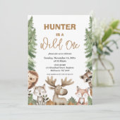 Rustieke Moose Woodland Wild Een 1e verjaardag Kaart (Staand voorkant)