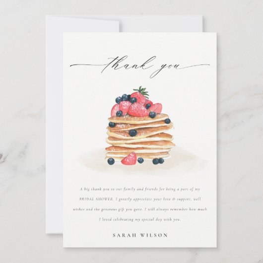 Rustieke Mop Pannenkoek met Fruit Waterverf Bruids Bedankkaart (Voorkant)