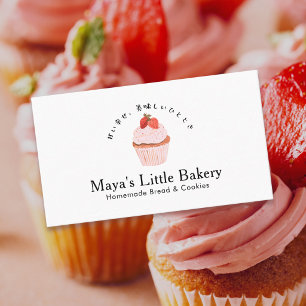 Rustieke Mopige Aardbeien Cupcake Bakkerij Visitekaartje