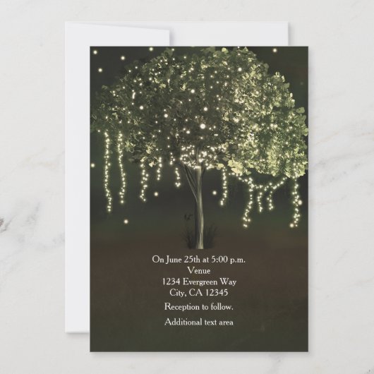 Rustieke Mossy verlichte boom bruiloft uitnodiging (Achterkant)