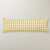 Rustieke mosterd geel gingham plaid lichaamskussen (Voorkant)