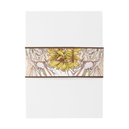 Rustieke Mosterd Zonnebloem 2 Uitnodigingen Wikkel (Achterkant Voorbeeld)