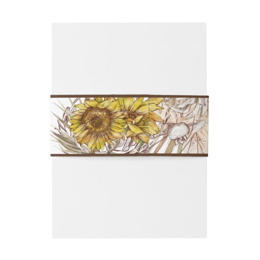 Rustieke Mosterd Zonnebloem 3 Uitnodigingen Wikkel (Achterkant Voorbeeld)