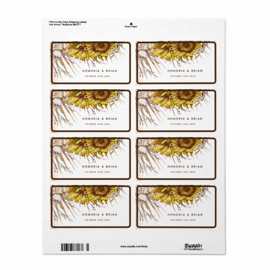 Rustieke mosterd zonnebloem etiket (Full Sheet)