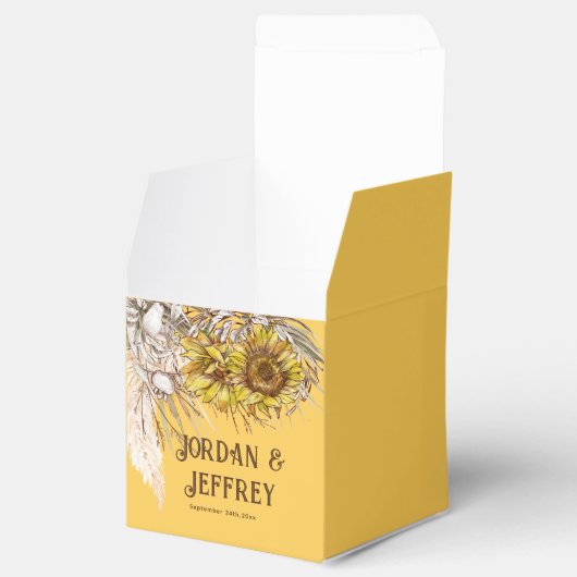 Rustieke Mosterd Zonnebloemen Bedankdoosjes (Geopend)