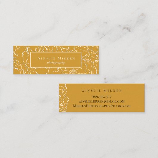 Rustieke mosterdgeel Simply Floral Mini Visitekaartje (Voorkant / Achterkant)