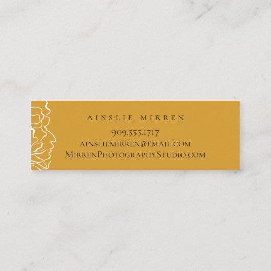 Rustieke mosterdgeel Simply Floral Mini Visitekaartje (Achterkant)