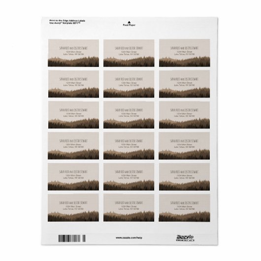 Rustieke Mountain adres label standaard maat (Full Sheet)