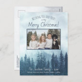 Rustieke Mountain Blue Pines Vrolijk Kerstfeest Fo Feestdagenkaart (Voorkant / Achterkant)