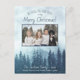 Rustieke Mountain Blue Pines Vrolijk Kerstfeest Fo Feestdagenkaart